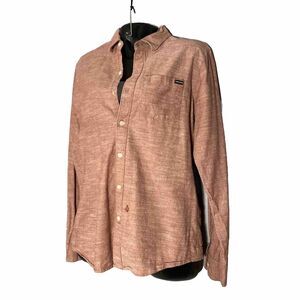 Volcom Men's Shirt Casual Button-Down Wine Color‎ Size Large